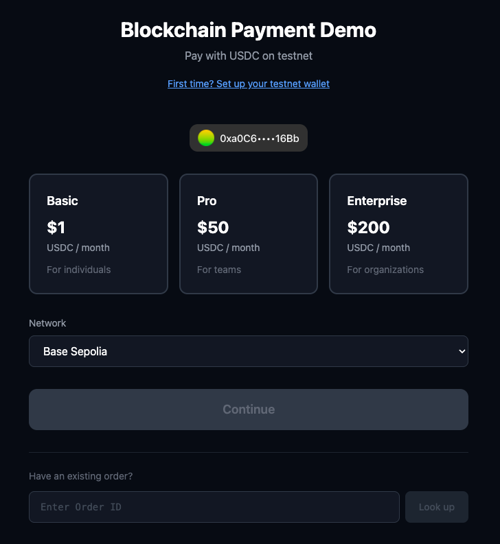 Blockchain Payment Demo